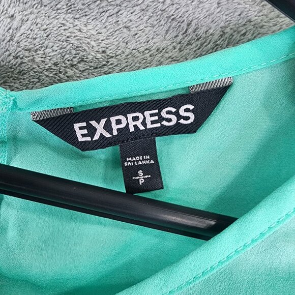 Women's Express Mint Green Blouse Top 3/4 Sleeve Round Neck zip back S - Picture 5 of 10